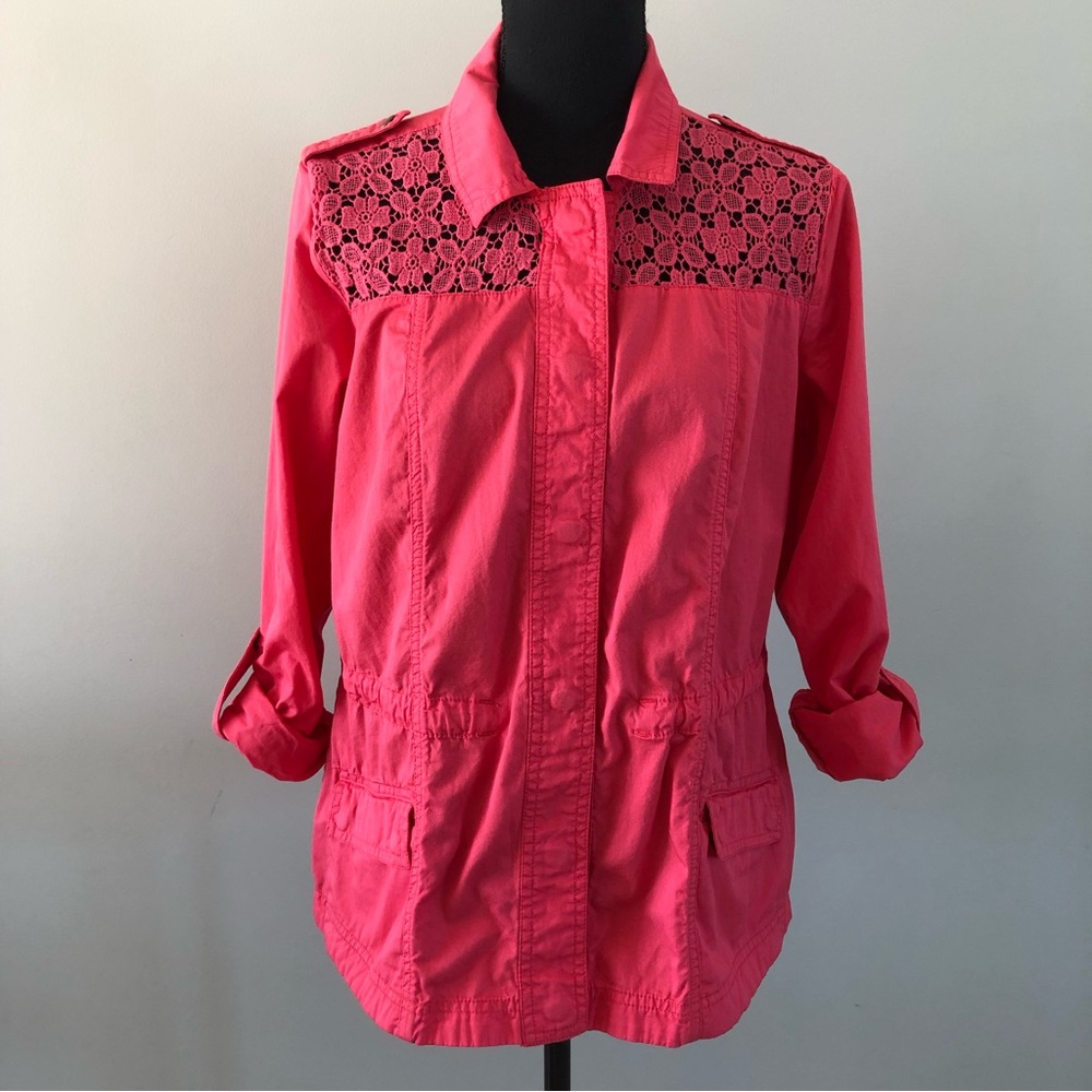 Women’s Northern Reflexion Pink 100% Cotton Lace Button snap jacket size M